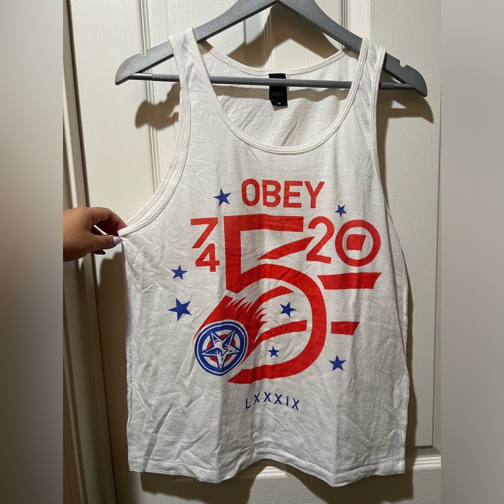 Obey Men’s White Tank- Size Medium